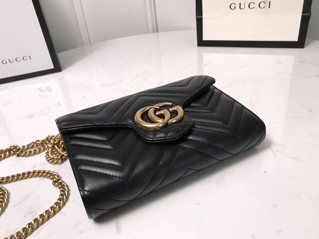 Gucci經典款女包 474575 古馳Marmont系列單肩鏈條包 Gucci全皮迷你小挎包  gqy3943